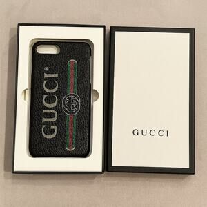 Gucci Leather iPhone Case with Box – Black with Green & Red Stripe ~ NEW!!